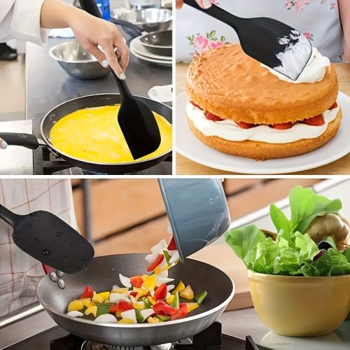 4 db-os szilikon spatulaszett, hőálló 600°F-ig, tartós gumi konyhai eszközök tapadásmentes edényekhez, varrat nélküli kialakítás, piros, 4 méret Szilikon kaparó piros 4 darabos készlet