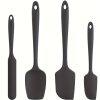 4 db-os szilikon spatulaszett, hőálló 600°F-ig, tartós gumi konyhai eszközök tapadásmentes edényekhez, varrat nélküli kialakítás, piros, 4 méret Szilikon Spatula Fekete 4 darabos készlet