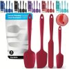 4 db-os szilikon spatulaszett, hőálló 600°F-ig, tartós gumi konyhai eszközök tapadásmentes edényekhez, varrat nélküli kialakítás, piros, 4 méret Szilikon Spatula Fekete 4 darabos készlet
