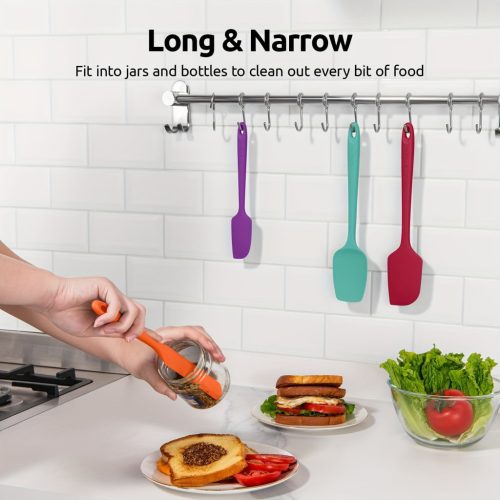4 db-os szilikon spatulaszett, hőálló 600°F-ig, tartós gumi konyhai eszközök tapadásmentes edényekhez, varrat nélküli kialakítás, piros, 4 méret Szilikon Spatula Fekete 4 darabos készlet