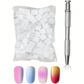   Fém körömdíszítő szivacs fogó eszköz 50 db cserélhető mini tofu blokk szivaccsal ombre körömdíszítéshez, manikűr kellékek és kiegészítők