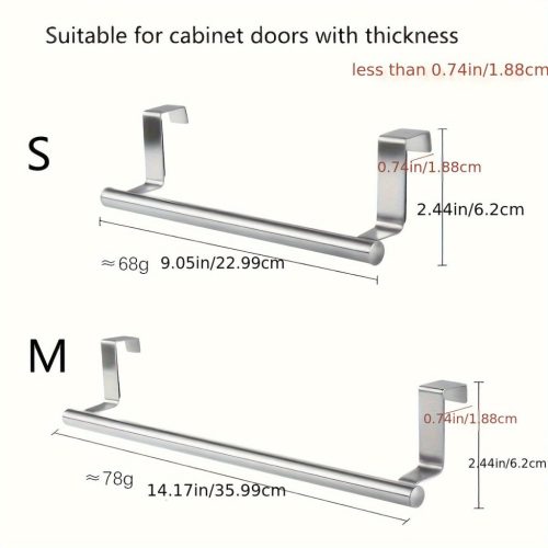 Rozsdamentes acél törülközőtartó, fürdőszobaajtóra akasztható tartó