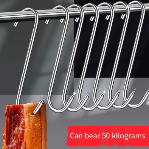 20 db rozsdamentes acél S-horog hús, hal, kolbász és baromfi akasztásához