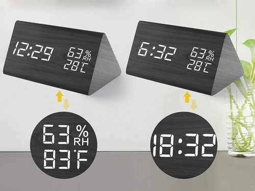 Digitális Ébresztőóra Hőmérséklet- és Páratartalom Mérővel – LCD Kijelzős Asztali Óra