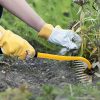 Mangánacél gyomláló gereblye 5 sárga foggal kerthez, farmhoz és talajlazításhoz, vadzöldség lapáttal